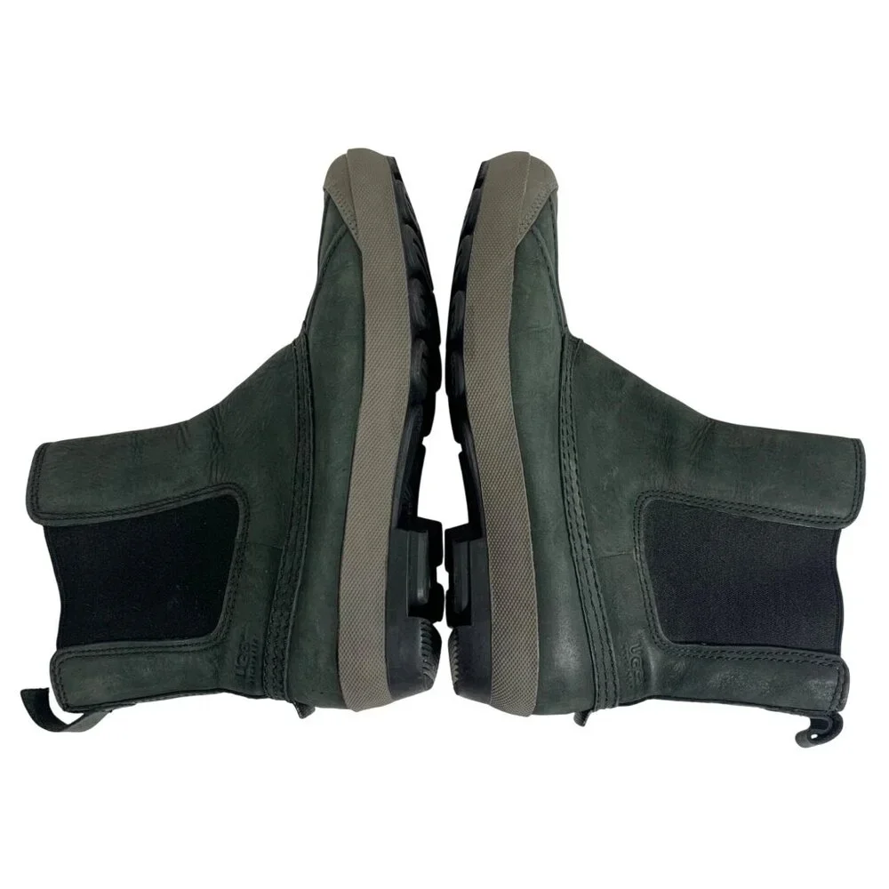 Ugg Green/Black Leather Shearling-Lined Winter Boots Womens Size 8